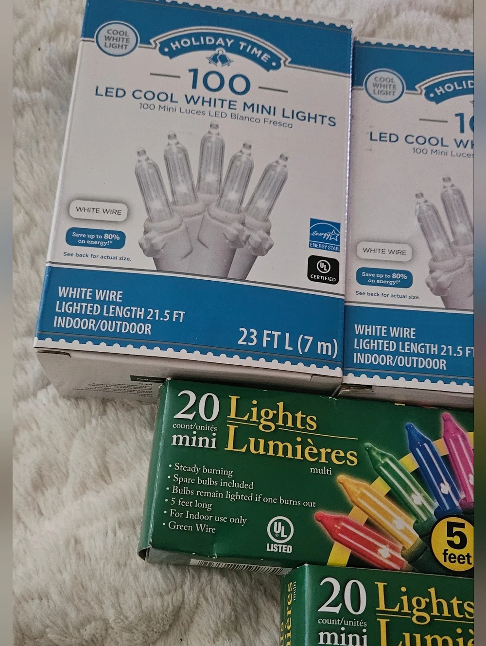 7 Pkgs Of Mini Mixed Christmas String Lights Bundle